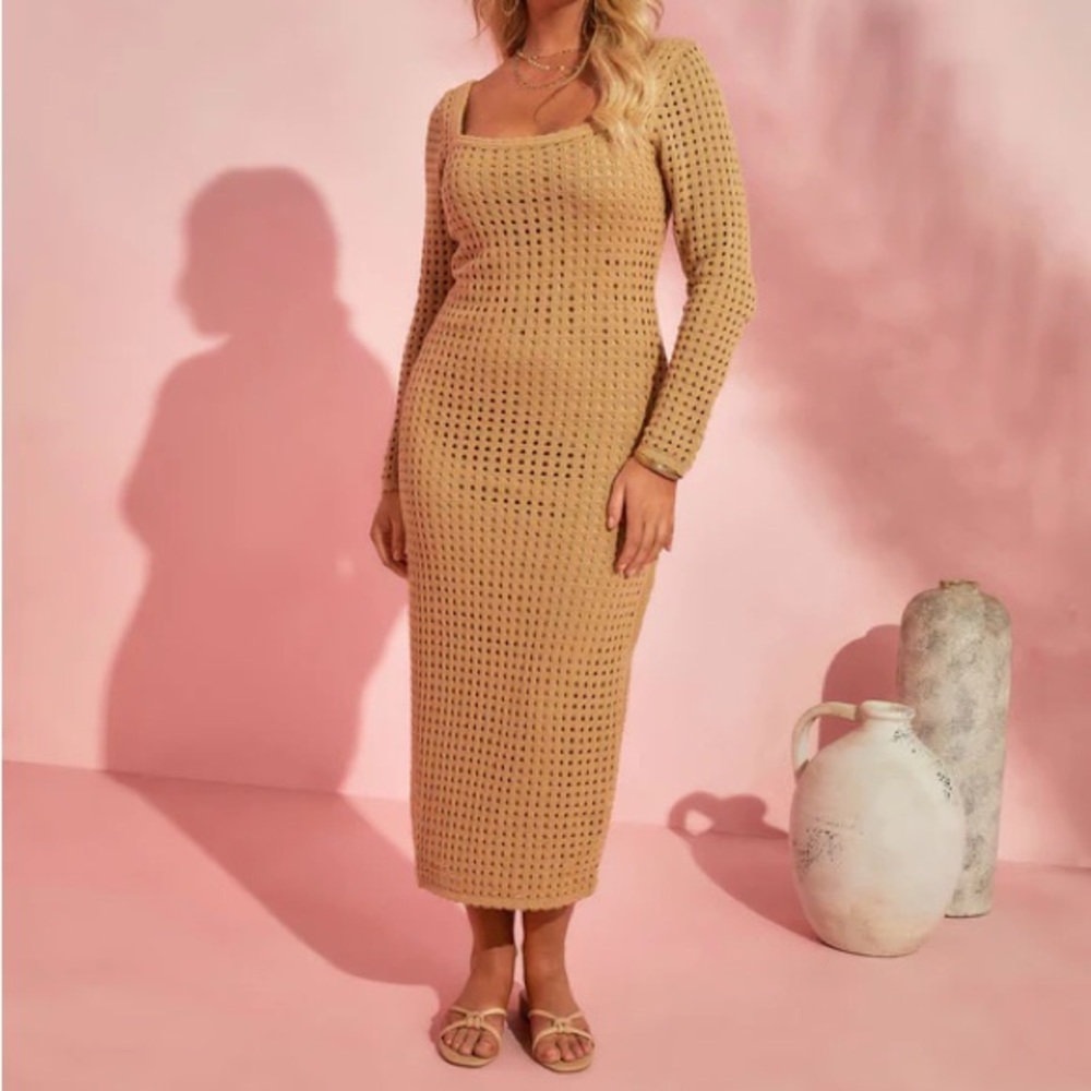 NWOT Seychelles Cotton Blend Crochet Knit Midi Dress - Medium